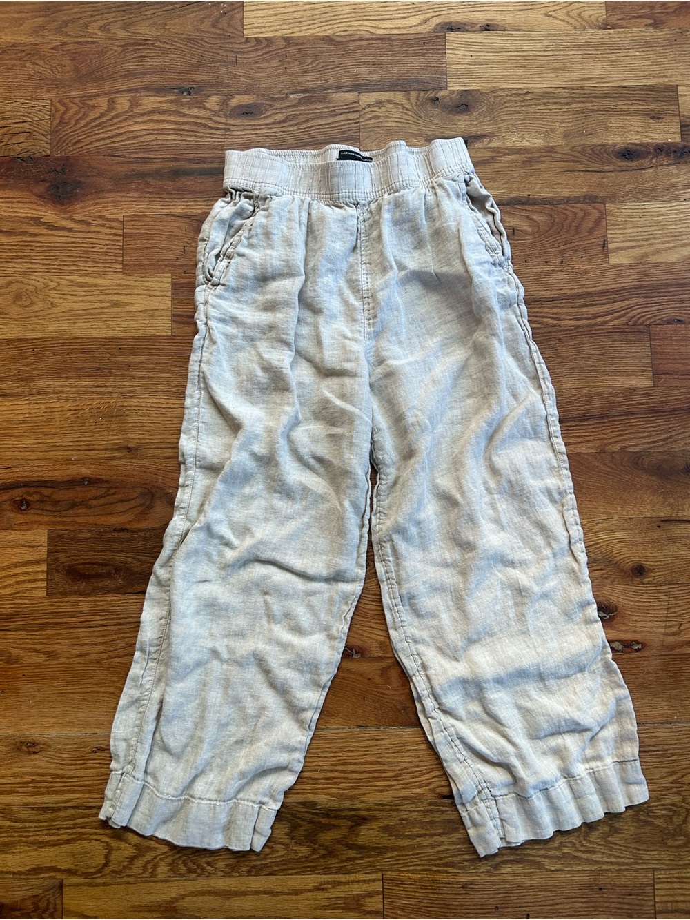 Oatmeal Linen Elastic Waist Pants